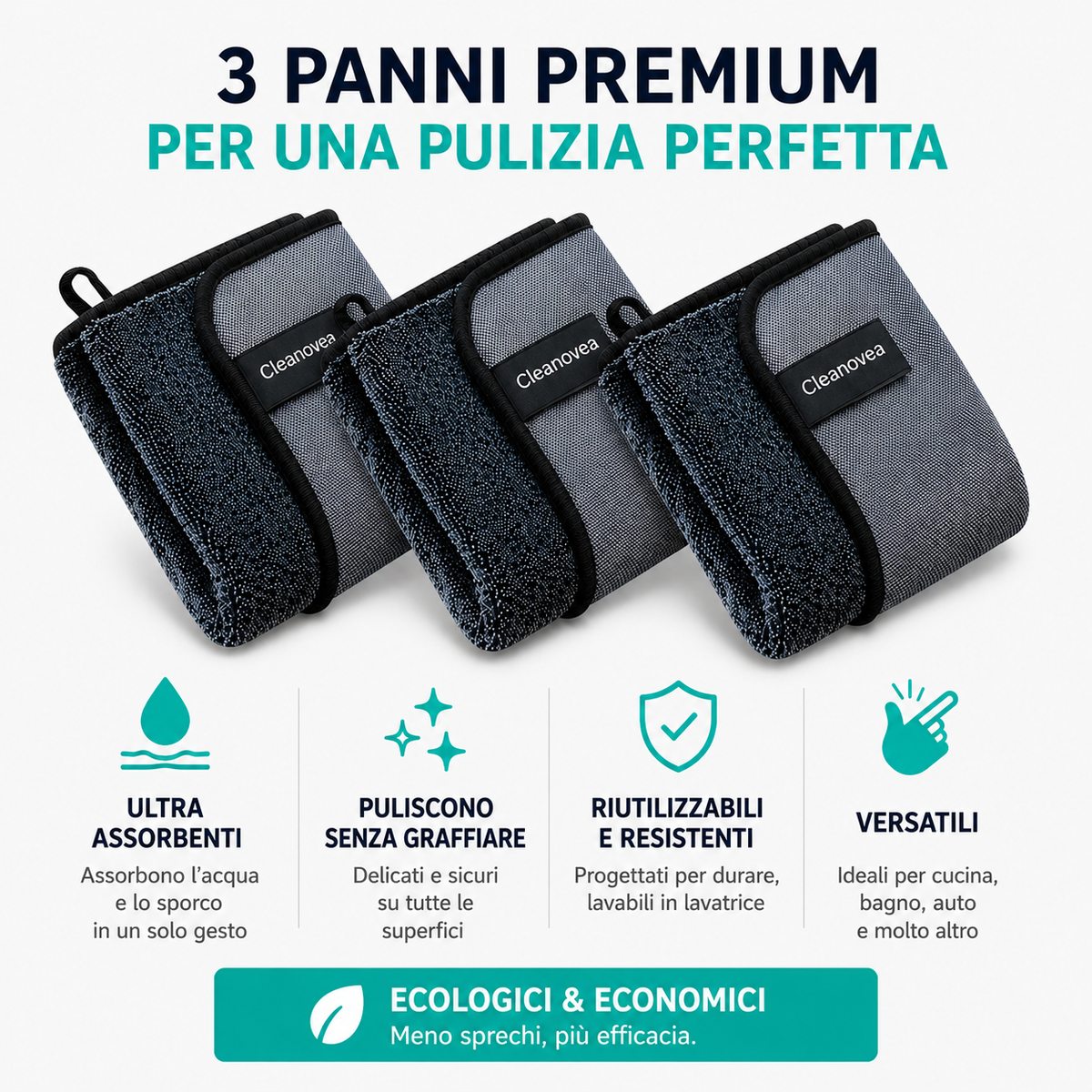 Cleanovea™ – Panno per asciugare senza lasciare aloni